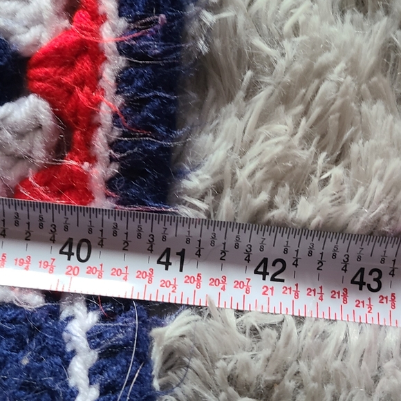 Handmade Crochet Blanket in Red, White, and Blue Aprox Size 41inches x 41inches - Picture 7 of 10